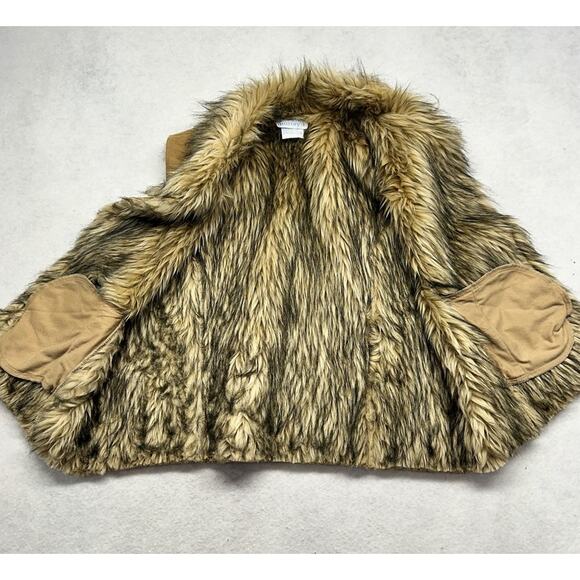 Deborah Murray Vest Womens Large Tan Faux Suede Faux Fur Lining Glam Fashion - Picture 9 of 10